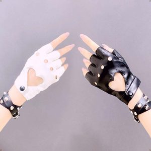 Hollow Out Buckle Cool PU Gloves  - Modakawa Modakawa