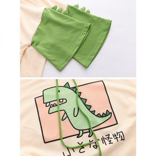 Dinosaur Cartoon Japanese Hooded T-shirt - Modakawa Modakawa