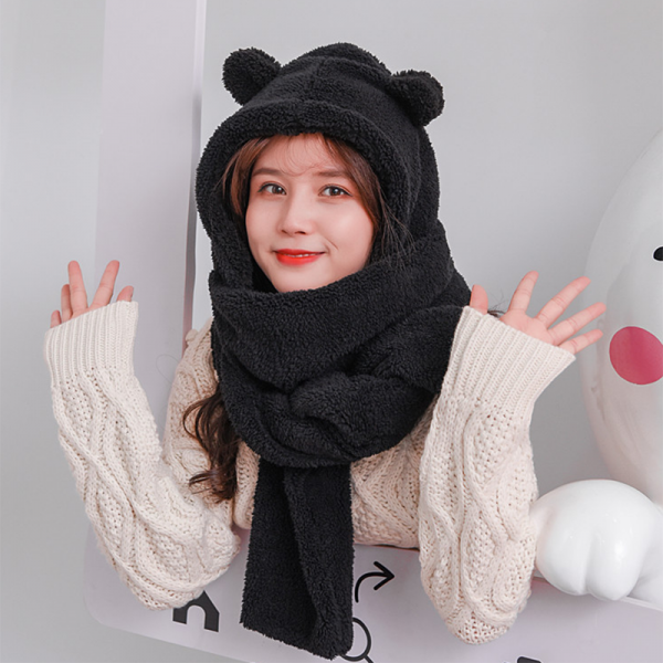 Cute Bear Ears Warm Hat Scarf - Modakawa Modakawa