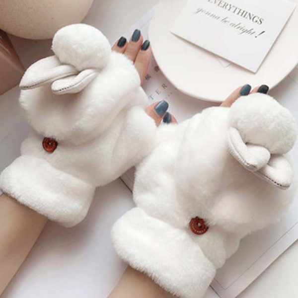 Furry Cartoon Bunny Ears Gloves  - Modakawa Modakawa