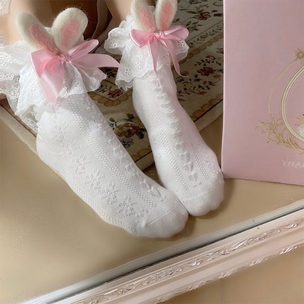 Sweet Bunny Ears Bow Ankle Socks - Modakawa Modakawa