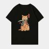 Warrior Cat Print Cotton T-Shirt - Modakawa Modakawa