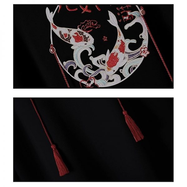 Sweet Embroidery Color Block Hooded Vintage Sweatshirt Dress - Modakawa Modakawa