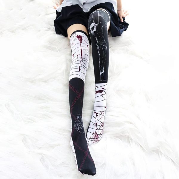 Bandage Print Stockings High Socks - Modakawa Modakawa