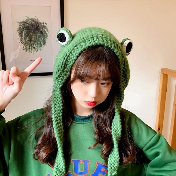 Frog Eyes Knitted Hat - Modakawa Modakawa