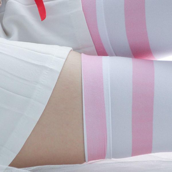 Striped Velvet Stockings Long Over the Knee - Modakawa Modakawa