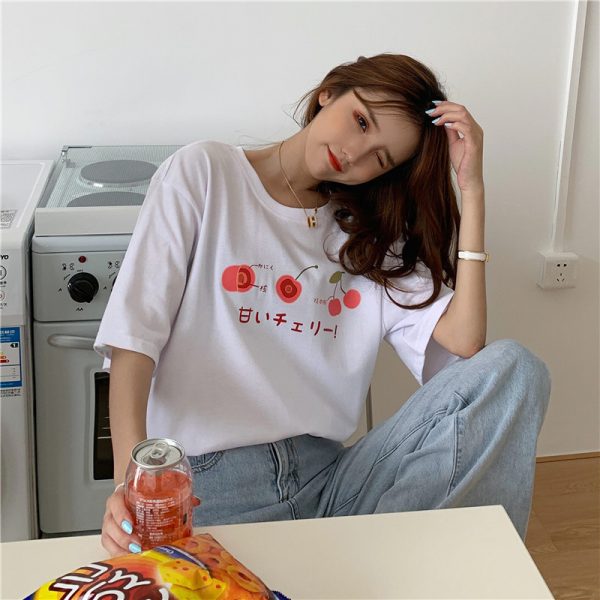 Casual Fruit Print T-Shirt - Modakawa Modakawa