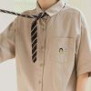 Pocket Lapel Tie T-Shirt Irregular Lace Up Slip Dress Two Pieces Set - Modakawa modakawa