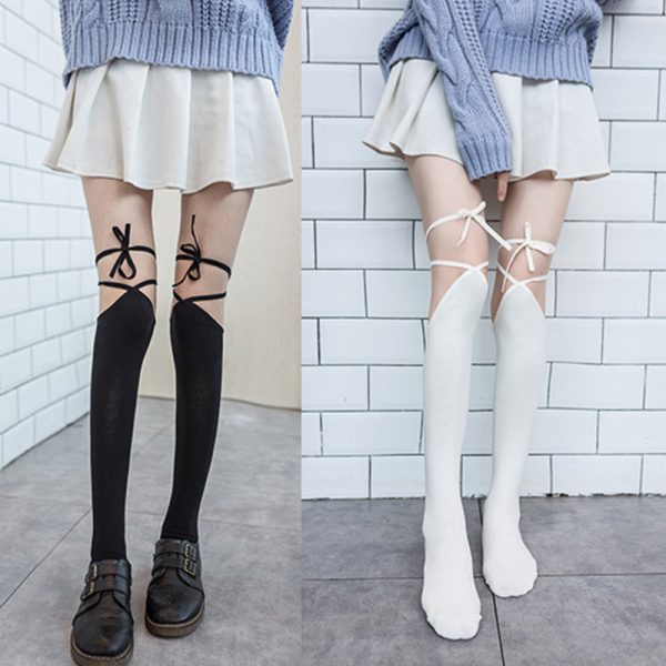 Lolita Strap Over Knee Socks - Modakawa Modakawa