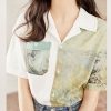 Vintage Colorblock Pocket Print T-Shirt Workwear - Modakawa modakawa