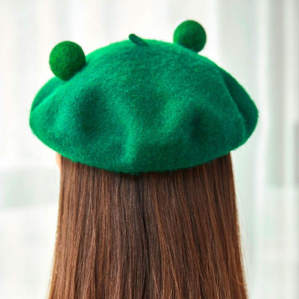 Funny Frog Handmade Wool Felt Green Hat - Modakawa Modakawa
