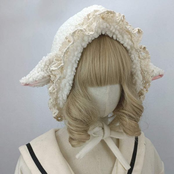 Cute Sheep Ears Lace Lolita Hat Warm - Modakawa modakawa