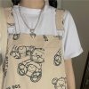 Cartoon Bear Print Overalls Dress T-Shirt - Modakawa modakawa