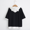 Kitty Black White Colorblock Hooded T-shirt - Modakawa Modakawa