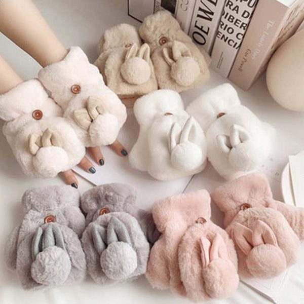 Furry Cartoon Bunny Ears Gloves  - Modakawa Modakawa