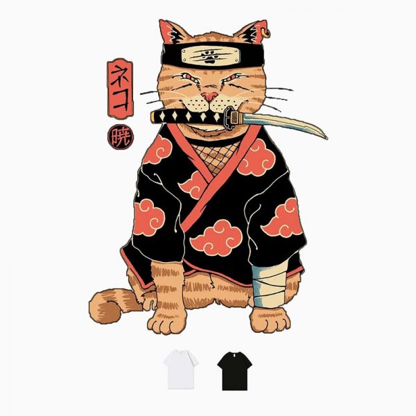 Warrior Cat Print Cotton T-Shirt - Modakawa Modakawa